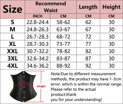 Underbust Corset Sexy Waist Slimming Corset Bustiers Body Shaper for Women Steampunk Lace-up Corset Belt Waist Trainer