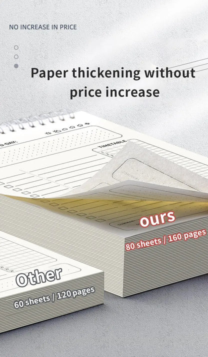 1pc Planner Agenda Spiral A5 Notebook Schedules Daily Plan To Do List Notepad 160 Pages Thick Office School Supplies Stationery