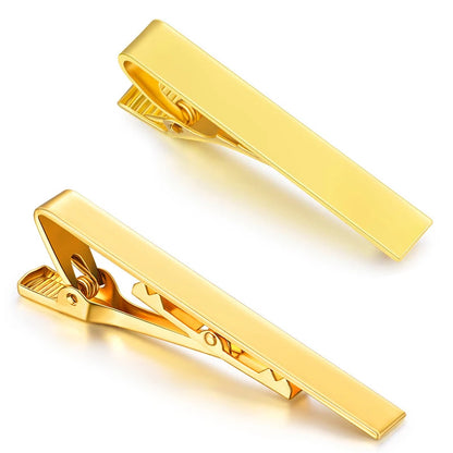 2 Pcs/set Metal Tie Clip Necktie Accessories Fashion Style for Men Daily Business Wedding Practical Clasp Tie Pin Collar Clip