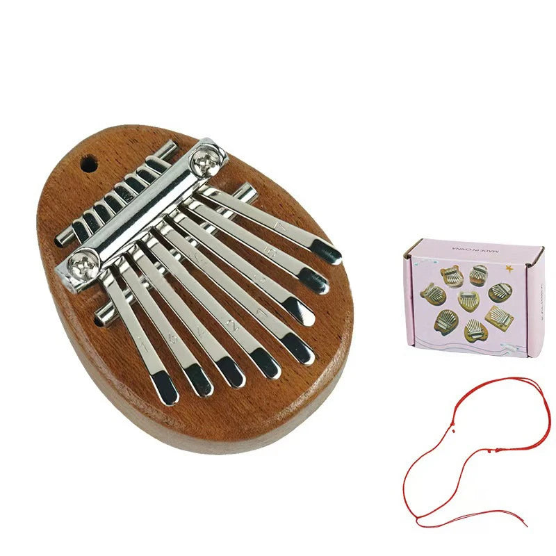 8 Keys Mini Kalimba Wooden Thumb Piano with Lanyard Finger Piano Musical Instrument Portable Exquisite Gift Set for Kids Adults