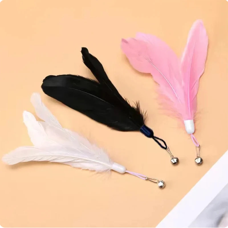 New Cat Toy Feather Stick Interactive Toy Super Suction Kitten Toy Cup Removable 2 Feather Replacement Cat Accessories
