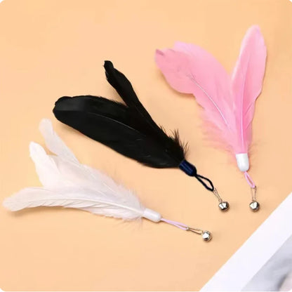 New Cat Toy Feather Stick Interactive Toy Super Suction Kitten Toy Cup Removable 2 Feather Replacement Cat Accessories