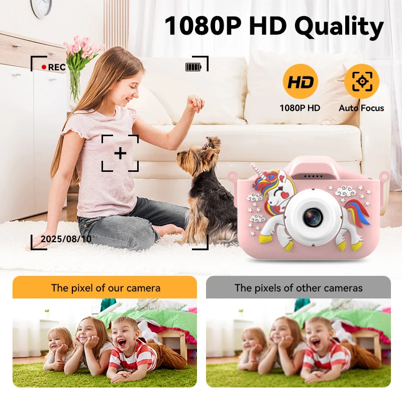 Summer Children Camera 1080P HD Toddler Digital Video Camera 2.0-inch Kids Camera with Silicone Cases Toys for Christmas Gifts