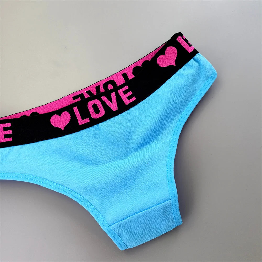 6 قطع من ملابس داخلية نسائية قطنية مطبوعة على شكل قلب بحزام عريض ملفوفة بشكل نصف أرداف بيكيني قصير للسيدات ملابس داخلية جميلة