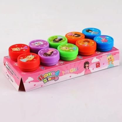 10pcs Assorted Stamps for Kids Self-ink Stamps Children Toy Stamps Smiley Face Seal Scrapbooking DIY Painting Photo Album Decor