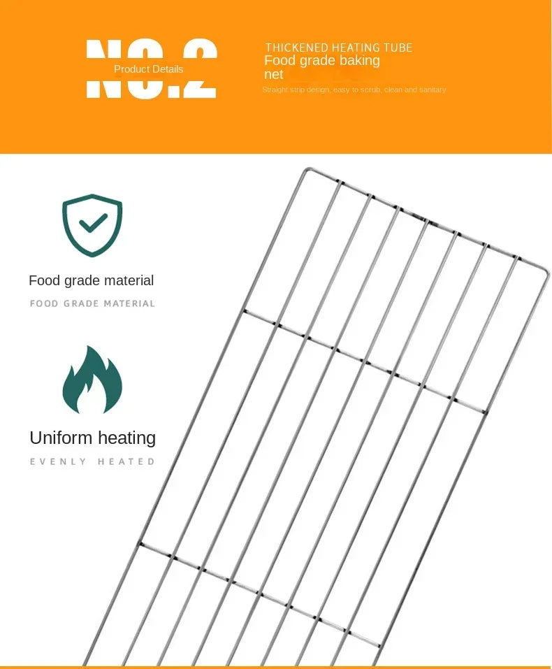 Outdoor Stainless Steel Charcoal Grill Large Size Barbecue Tool Portable Free Installation Handle Folding BBQ Cooking