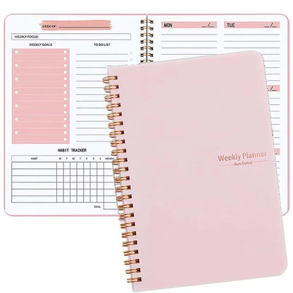 A5 Weekly Planner Coil Daily Planner Simple Stylish Portable Notebook for Study School Office Note-taking Budget Monthly Planner