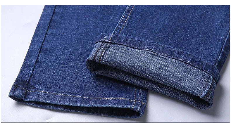 2025 New Business Men's Jeans Casual Comfortable Straight Stretch Fashion Classic Premium Blue Black Denim Pants Large Pants