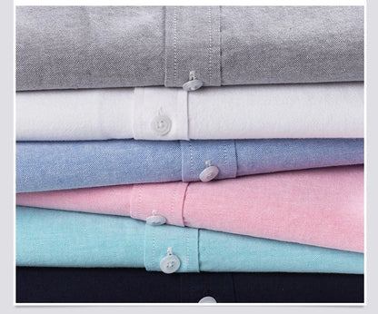 100% Pure Cotton Oxford Shirt For Men’s Short Sleeve Solid Stripe Leisure Embroidered Horse Social Business Formal Dress Shirts