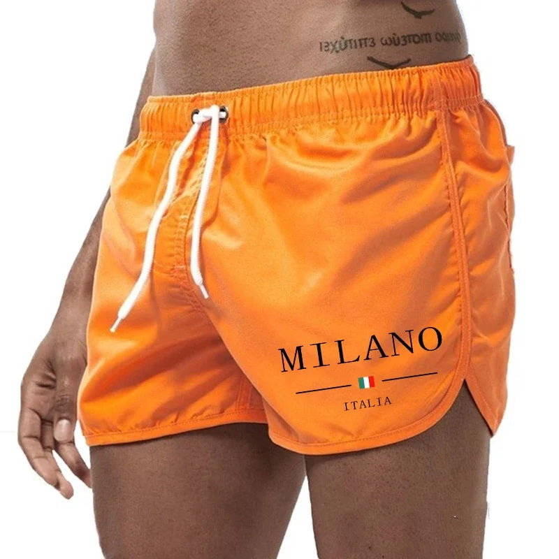 2025 Summer Men's Beach Shorts Urban Print Beach Trunks Jogging Casual Pants Quick Drying Swimming Homme Surf Lightweight Shorts