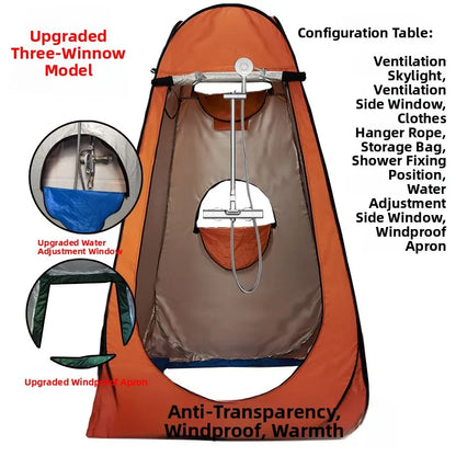 خيمة استحمام خارجية محمولة، خيمة طاقة سميكة، مرحاض متنقل، غرفة تغيير الملابس، عزل حراري، كاميرا، معدات سفر