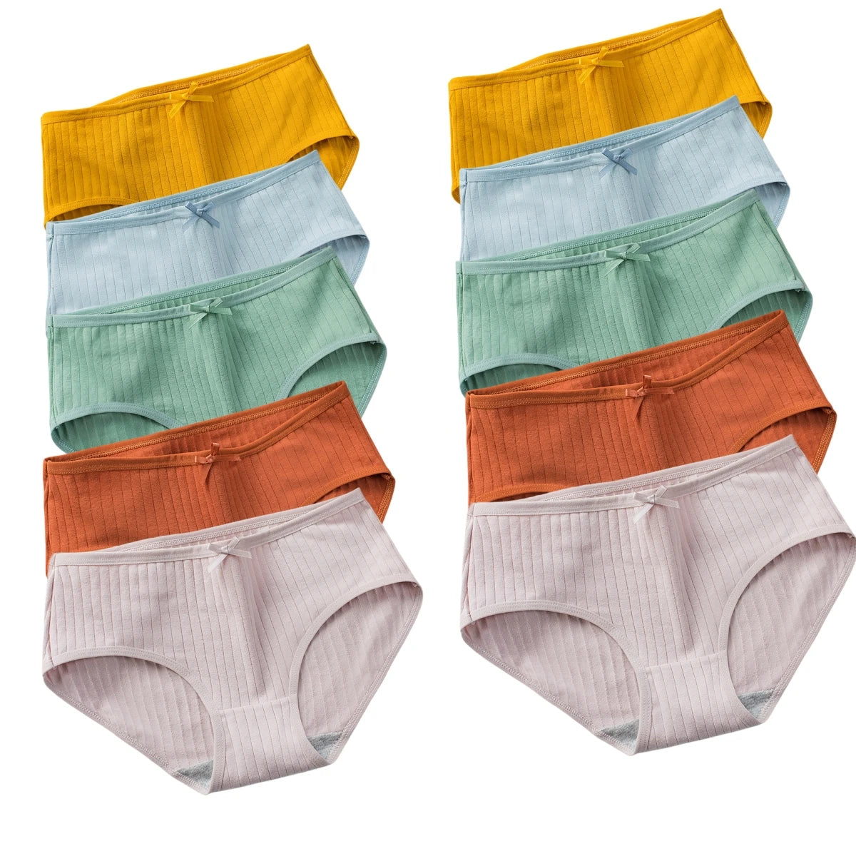 10Pcs/Set Women's Cotton Panties Low Waist Solid Color Briefs Breathable Sexy Lingerie Soft Underwear Female Underpants