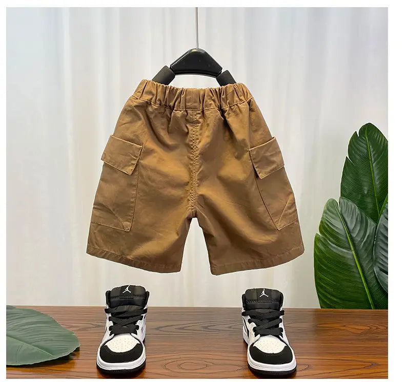 Korean Children's Clothes 2025 Summer Kids Clothes Boys Outfits Baby Thin Short Sleeves Stripe Polo Shirt +Shorts Two Pieces Set