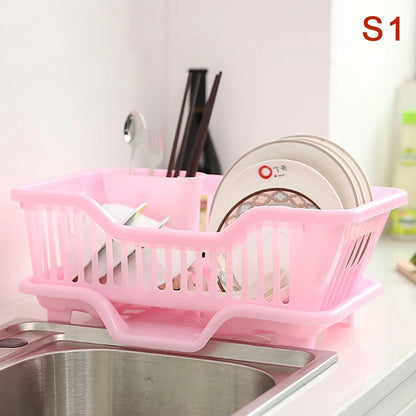 Kitchen Drainage Rack With Drainer Board Countertop Utensils Plates Chopsticks Bowls Spoons Storage Dish Drying Rack