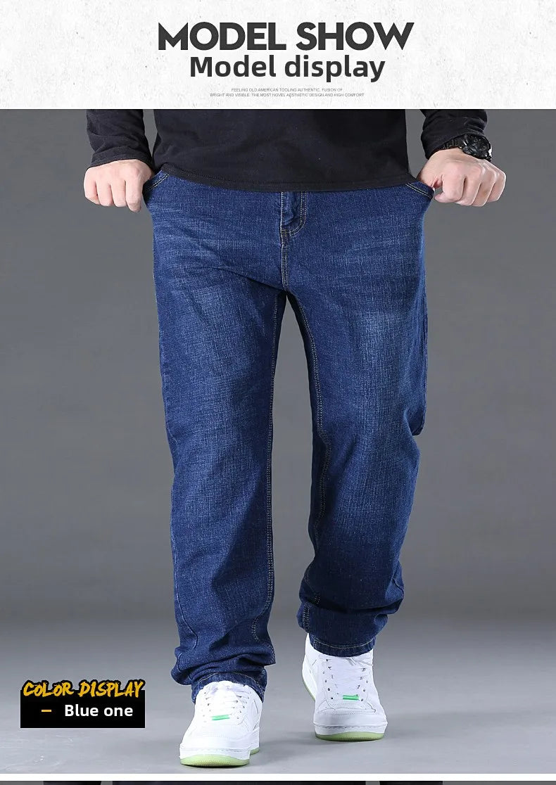 Men Light Luxury Elastic force loose Fit Pants Comfortable Soft Business Fashion ventilate Casual Denim Trousers Male Clothing