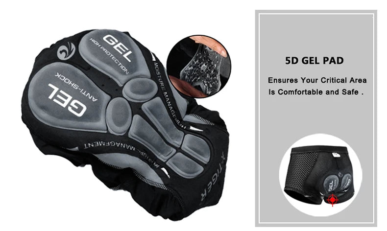 X-TIGER Men's Cycling Underwear with 5D Gel Cushioned MTB Boxer Cycling Shorts Road Cycling Underwear Cycling Equipment