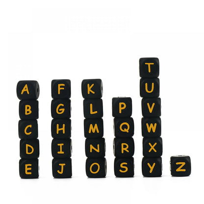 Clearance_12mm 26Pcs Silicone Letter Beads 15 Colors Colorful Alphabet Silicone Chewing Bead for Pacifier Clip Chain Not Choose