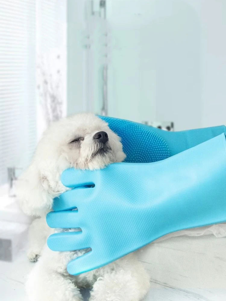 Pet Dog bath accessories Scrub brush Teddy silicone bath gloves anti-scratch and anti-bite bath products