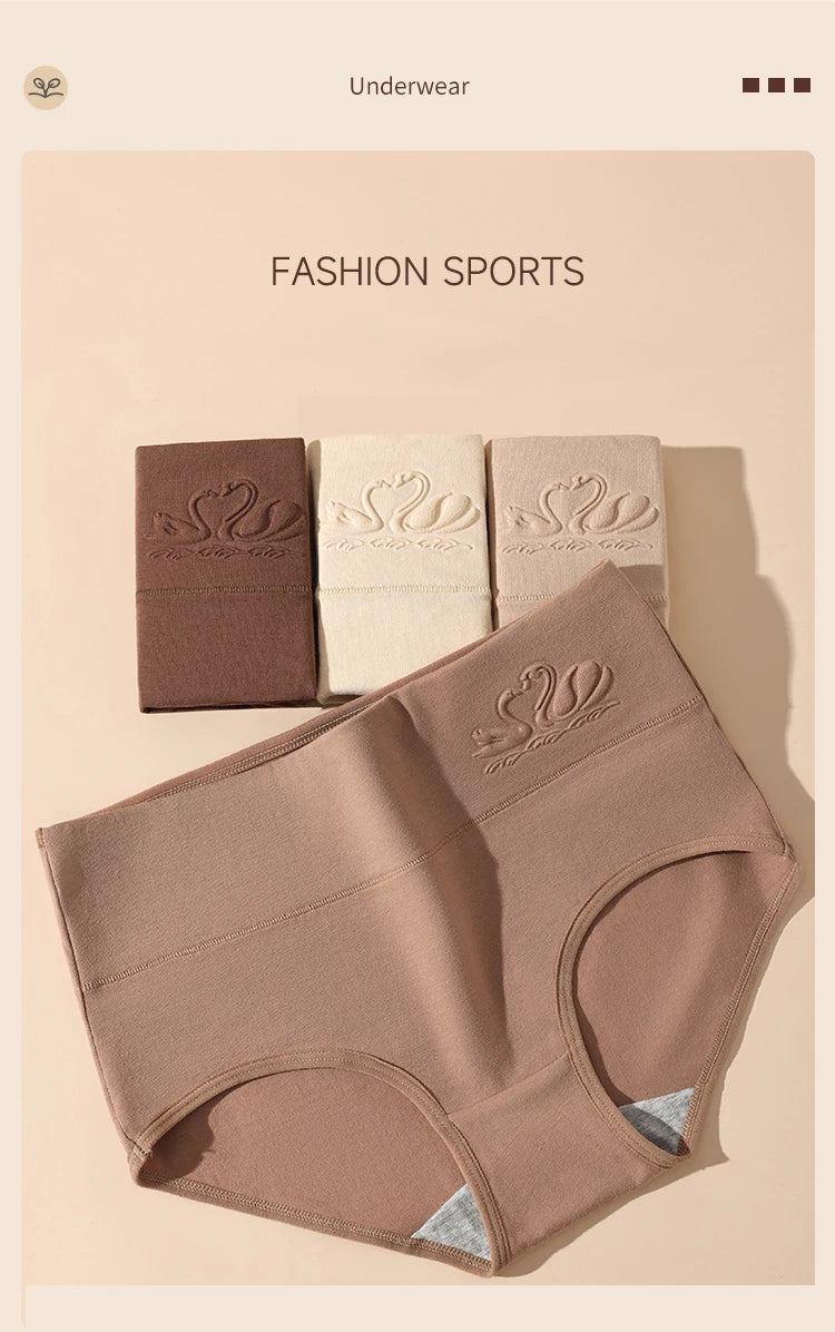 4PCS High Waist Women's Panties Body Shaper Underwear Breathable Cotton Underpants  Plus Size M-5XL Panty Slimming Female Briefs