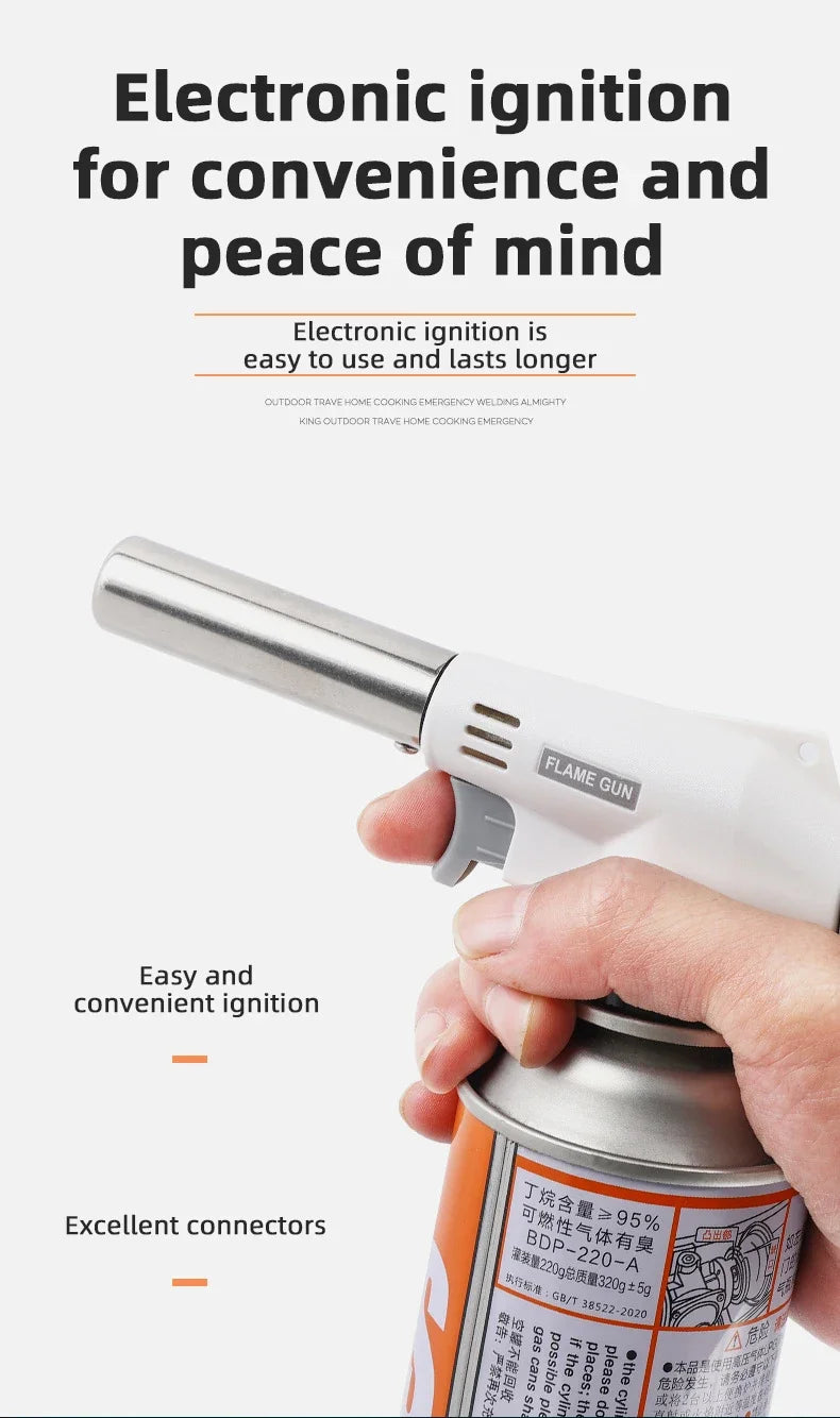 Torch Cooking AutoIgnition Butane Gas Welding-Burner Welding Gas Burner Flame Gas Torch Flame Gun Blow for BBQ Camping Cooking