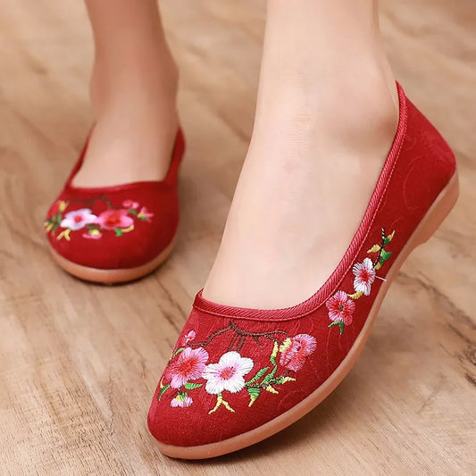 zapatos de mujer women fashion sweet light weight anti skid slip on floral embroidery flat loafers lady casual black shoes ea647