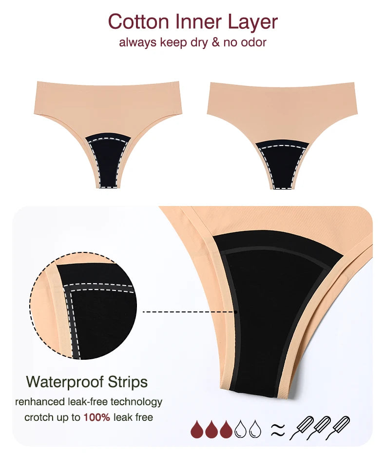 Seamless Period Underwear Girls High Waist Menstruation Panties Women's Menstrual Panties Ladies Menstrual Underwear Leak Proof