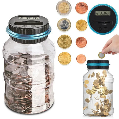 1PC Electronic Piggy Bank Counter Coin Digital LCD Counting Coin Money Saving Box Jar Coins Storage Box For USD EURO Money Gifts
