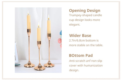 3Pcs/Set European Style Metal Candle Holders Candlestick Fashion Wedding Table Candle Stand Exquisite Candlestick Christmas Tabl