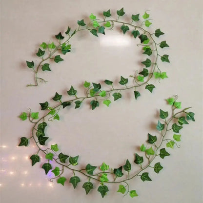 210Cm Artificial Hanging Christmas Garland Plants Vine Leaves Green Silk Outdoor Home Wedding Party Bathroom Garden Decoration