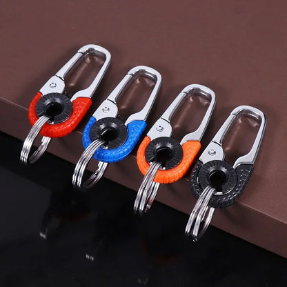 Men's Stainless Steel Keychain Hook Outdoor Carabiner Double Ring Climbing Tool Fishing Key Ring Car Accessories Durable Stylish