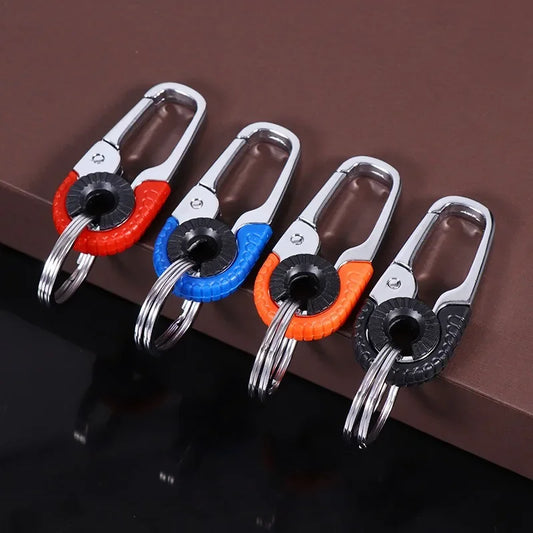 Men's Stainless Steel Keychain Hook Outdoor Carabiner Double Ring Climbing Tool Fishing Key Ring Car Accessories Durable Stylish
