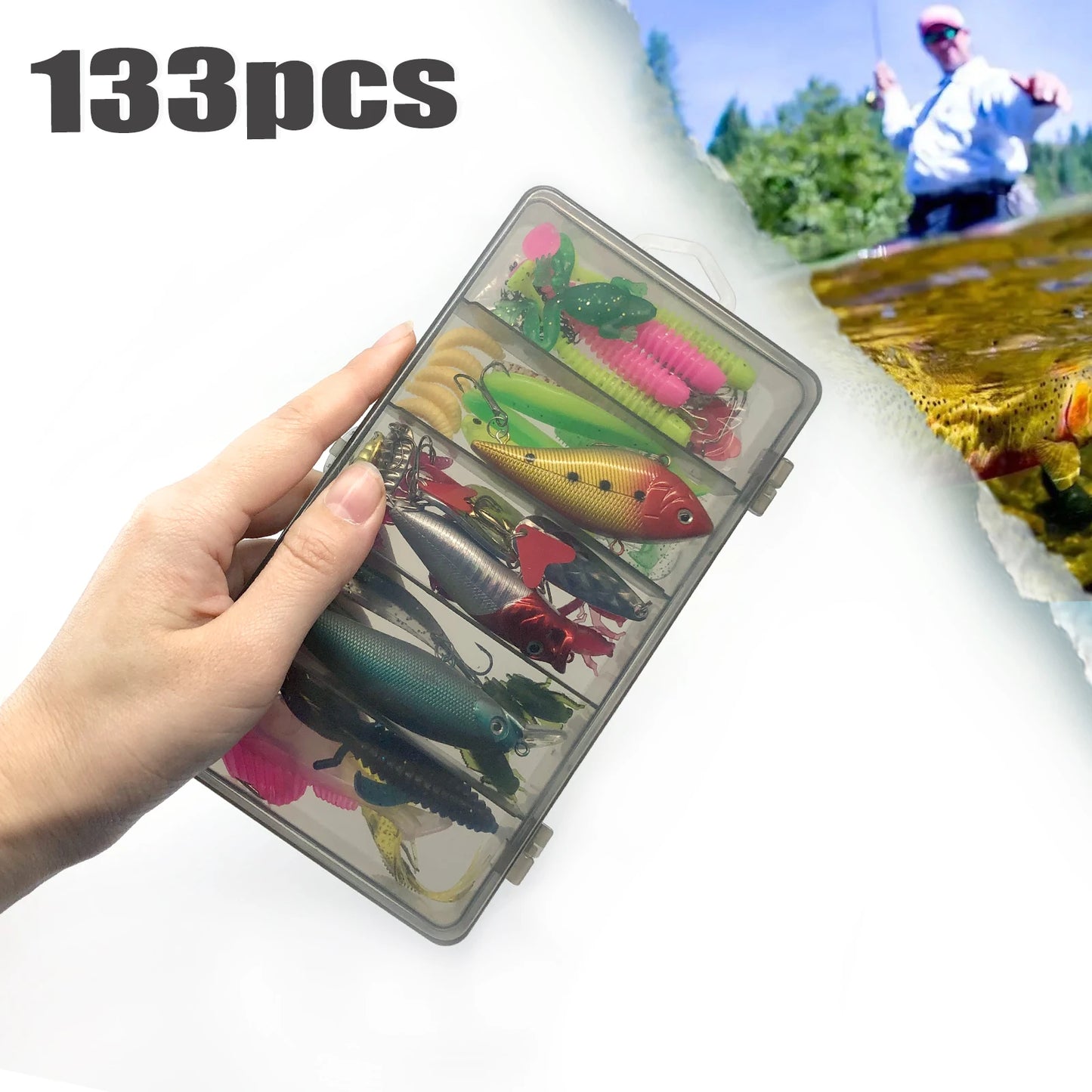 Fishing 83/133/193/239/409pcs Fishing Lure Kit For Trout/Pike/Bass Multi-Lure Fishing Set Layered Tackle Pro Gear Tackle Box