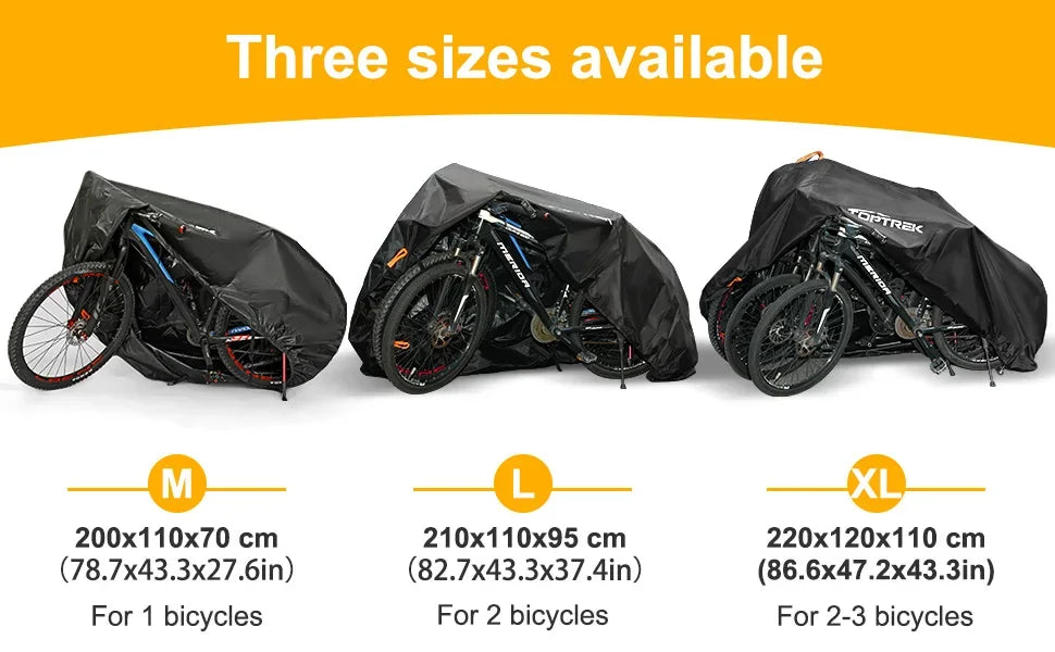 Toptrek Bike Cover Outdoor Storage Waterproof Anti-UV 210D Oxford High Quality Covers for Bicycles Rain Snow Dust Protective