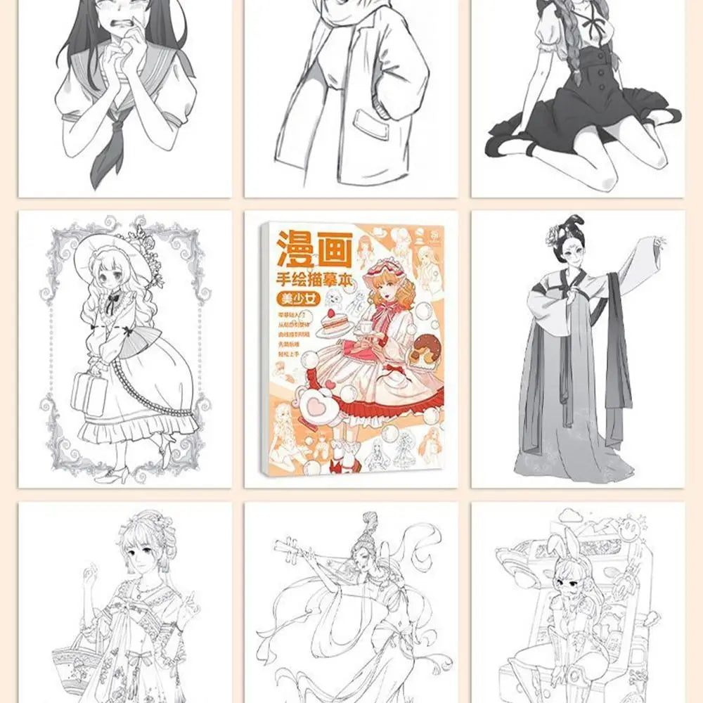 Comics Girl Boy Comics Hand Drawn Tutorial Book Novice Zero Basic Learning Line Draft Practice Book Studying Art Tracing Sketch