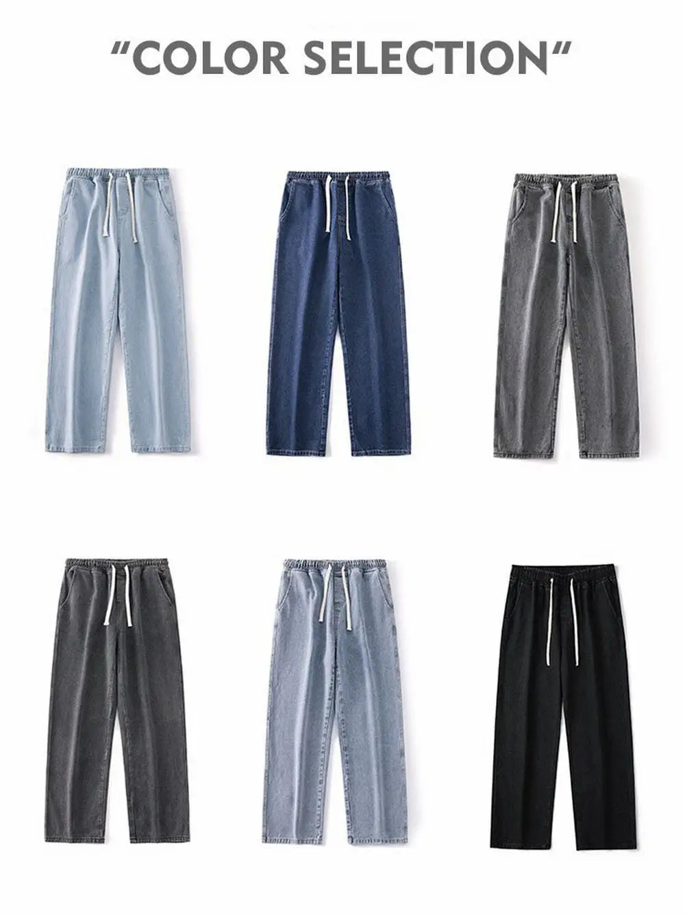 Dragging Streetwear Loose Jeans Men Korean Style Fashion Loose Straight Wide Leg Pant Men's Brand Clothing Black Light Blue Grey