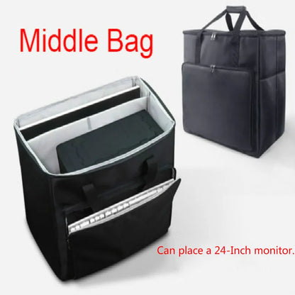 Desktop PC Computer Travel Storage Carrying Case Bag with Wheels for Computer Main Processor Case Monitor Keyboard and Accessori