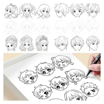 2PCS Comics Girl Boy Comics Hand Drawn Tutorial Book Novice Zero Basic Learning Line Draft Practice Book Studying