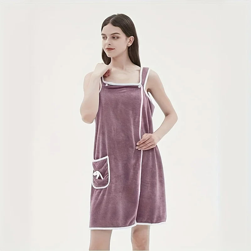 Bath Towel Household Women Wearable Wrap Adults Absorb Water Polyester Dry Hair Skirt Long Style Bathroom Washable Bathrobe
