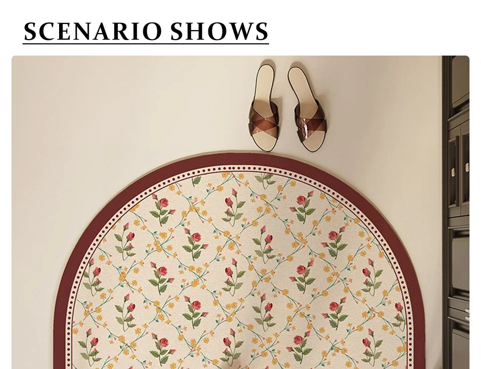 Bathroom Mat Semicircular Rug Absorbent Toilet Carpet Doormat Floor Mats Water-absorbent Soft Washable Bath Non-slip Area Rugs