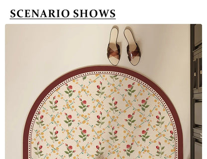 Bathroom Mat Semicircular Rug Absorbent Toilet Carpet Doormat Floor Mats Water-absorbent Soft Washable Bath Non-slip Area Rugs