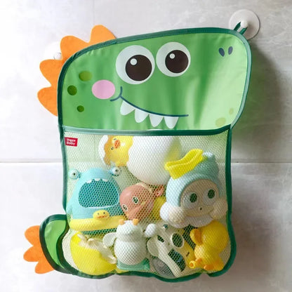 Kids Tidy Organizer Storage Suction Bathroom Bathtub Doll Hanging Bag  Dinosaur Animal Baby Bath Toys Basket Mesh Bag Water Toys