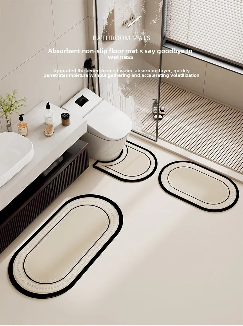 Bathroom floor mat three sets of absorbent, non-slip, dirty and easy to clean made of diatom mud