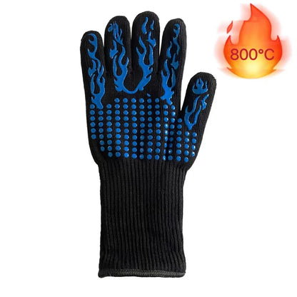 BBQ Gloves Silicone Heat-Resistant Glove Kitchen Microwave Oven Mitts 500 800 Degree Fireproof And Non-Slip Barbecue Gloves