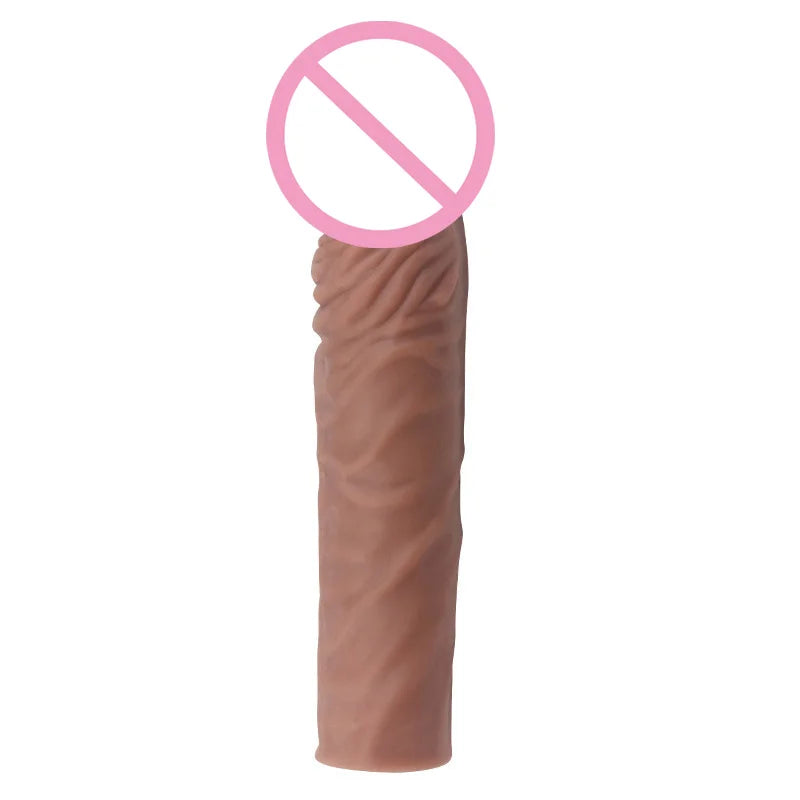 Male Silicone Penis Ring Enlargement Delayed Ejaculation Soft Realistic Penis Sleeve Extender Condom Dick Cover Case Cock Header