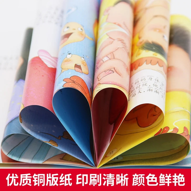 10pcs Children Body Cognition Picture Book Mystery Exploration Chinese Characters Reading With Audio Frequency Early Education