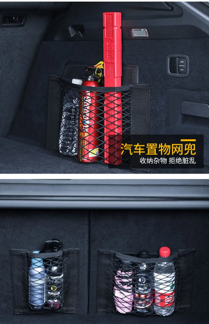 Luggage Storages Car Trunk Storage Bag Double Stretch Velcro Car Storage Net Bag Mesh Storages Net Bag Car Net