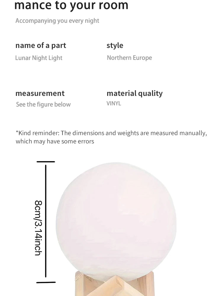 8 cm DIY Planet Lamp Moon Galaxy Night Light Art Painting Graffiti Birthday Gift Bedroom Living Room Decoration (With Stand)