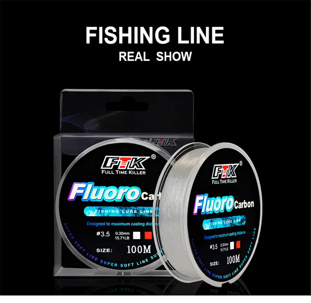 100m Fluorocarbon Bait Fishing Line, Carbon Fiber Fly Fishing, Wild Fishing, Sea Fishing, Fishing Accessories, Tools, Outdoor