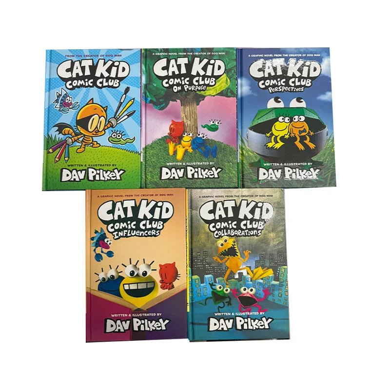 5 Books/set Original Popular Cat Kid Comic Club Books The Adventures of  Dav Pilkey Cat Kid Comic ClubEnglish Novel Books