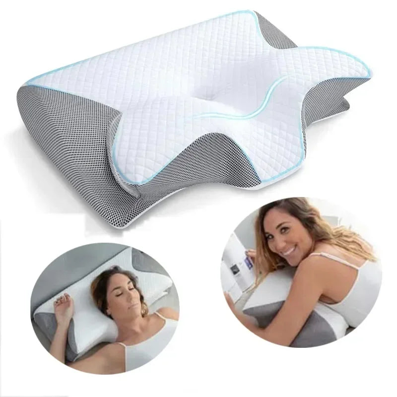 Releep Cervical Neck Pillow Neck Pain Relief Adjustable Contour Pillow for Sleeping Ergonomic Memory Foam Pillow Side Sleeper